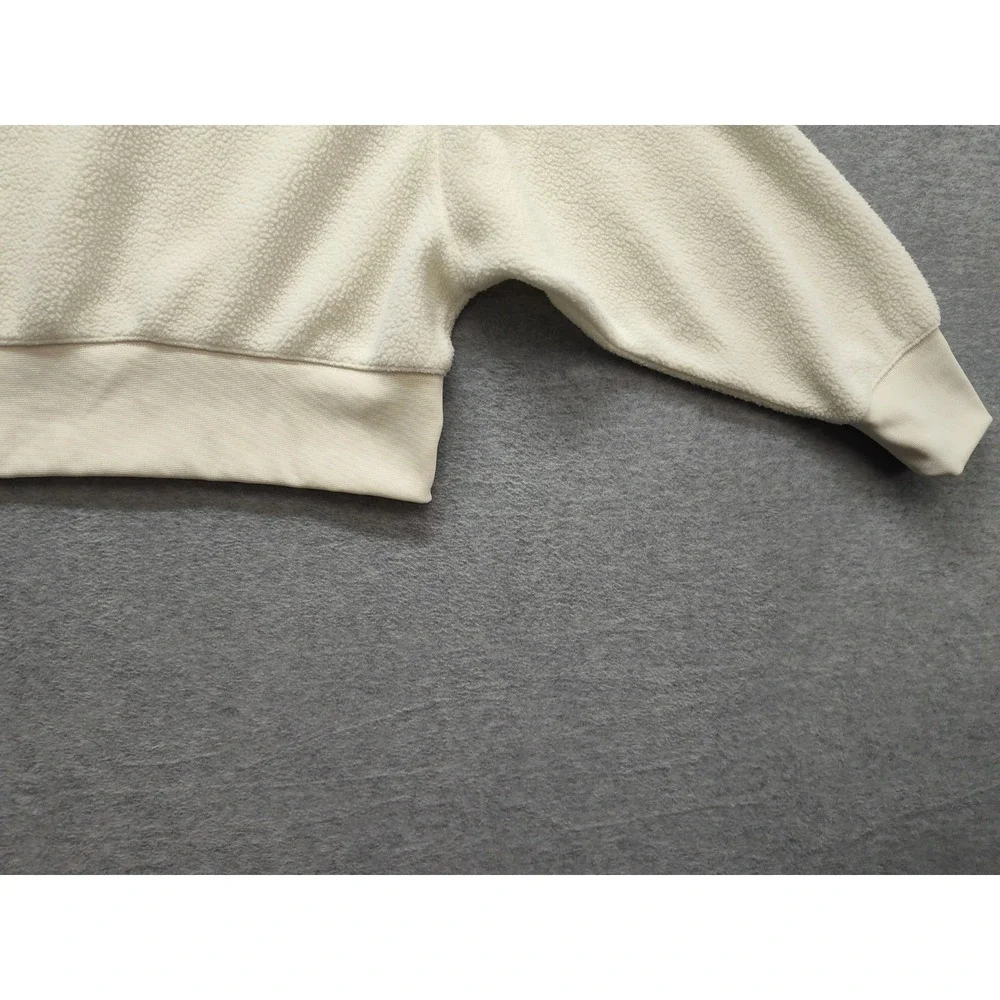Nike Women Sweatshirt XS Cream 100% Polyester Crew Neck Long Sleeve Pullover